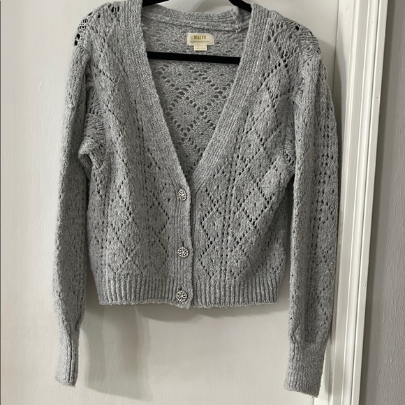 Anthropologie Gray Off-the-Shoulder Sweater with Intricate Knit Design - Picture 7 of 15